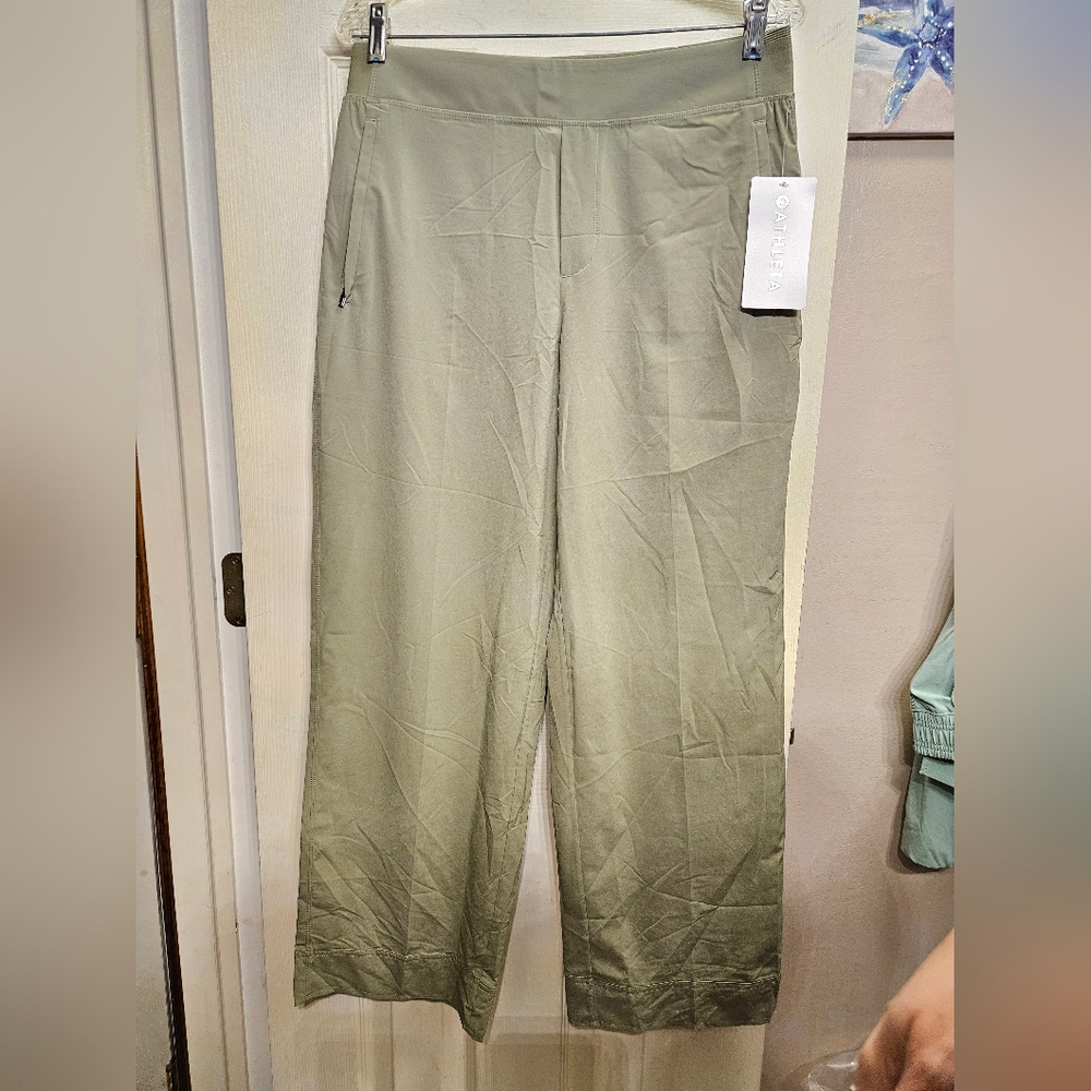 Athleta Brooklyn heights new wide leg pants green womens 10 Petite